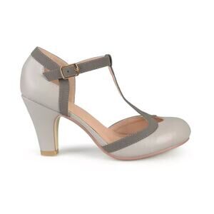 Journee Collection Gray T-Strap Heels